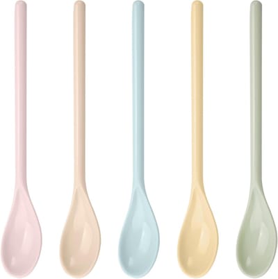 Kleurrijke Eierscheppen - Set van 5 Herbruikbare Plastic Lepels voor Koffie, Dranken en Eieren
