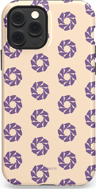 Casetastic hoesje geschikt voor Apple iPhone 12 / Apple iPhone 12 Pro - MagSafe - Dubbellaagse bescherming - Paarse Cirkels op het Zand - Fashion Case - Crème Lavendel Zilver