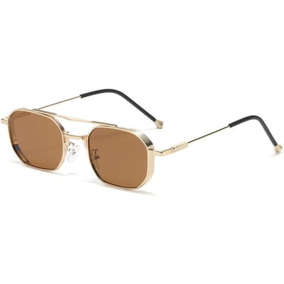 Dernières Lunettes de Soleil Carrées Business Monture Alliage Premium Mode Double Pont Lunettes Pour Tous les Genres Classique Pour Conducteurs Lunettes de Soleil beige