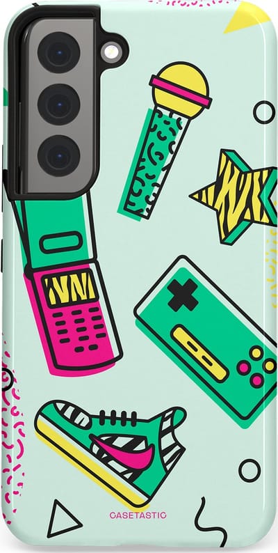 Casetastic Hoesje Geschikt voor Samsung S22 - Stijlvolle Beschermende Duo-layer Case - Retro 80s sneaker