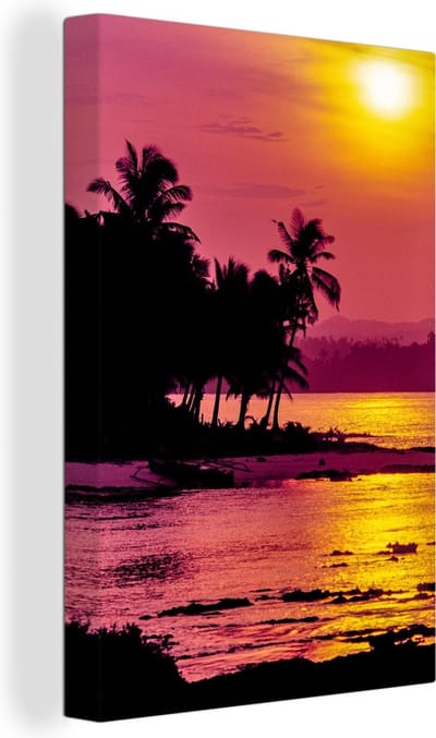 Siargao zonsondergang Canvas 40x60 cm - Foto print op Canvas schilderij (Wanddecoratie woonkamer / slaapkamer)
