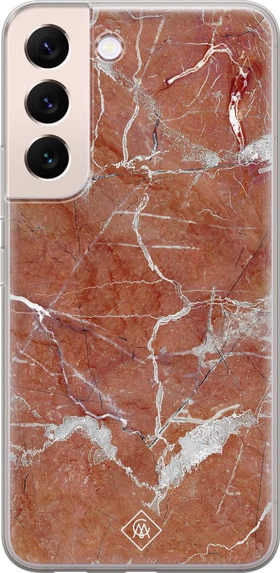 Casimoda® hoesje - Geschikt voor Samsung S22 Plus - Marble Sunkissed - Backcover - Siliconen/TPU - Rood