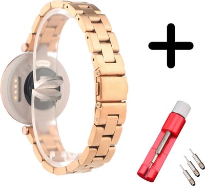 Strap-it Stalen schakel bandje - geschikt voor Garmin Lily - rosé goud + inkort toolkit