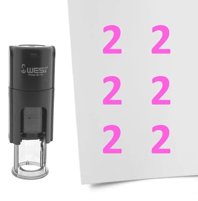 CombiCraft Stempel Getal 2 10mm rond roze inkt - per 1 stuk