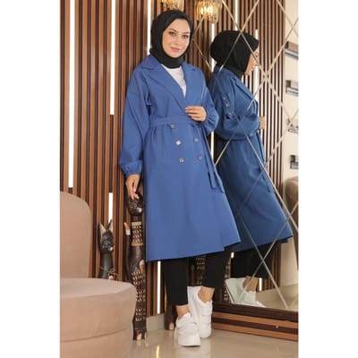 Knoop Detailed Trenchcoat Indigo