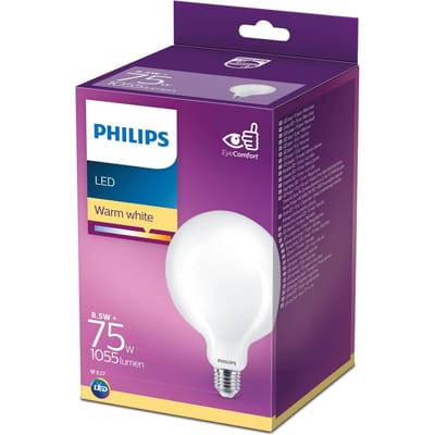 Philips LED lamp - Globelamp met E27 fitting - Warmwit licht: 2700K - 75W - Mat glas