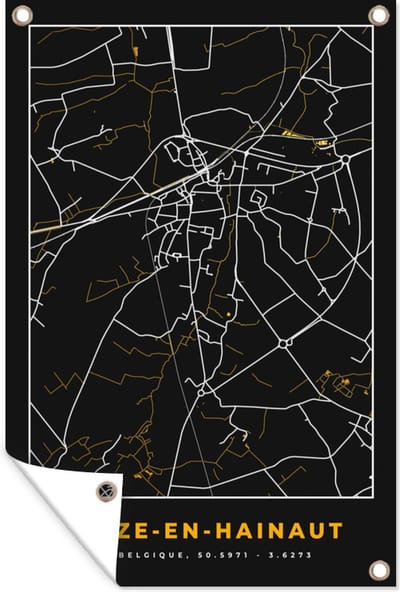 Muurdecoratie Stadskaart - Leuze-en-Hainaut - Plattegrond - Kaart - 120x180 cm - Tuinposter - Tuindoek