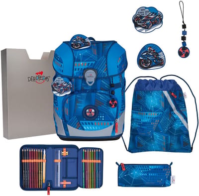 DerDieDas schooltas ErgoFlex Tiny Set 6-delig Turbo Speed blauw