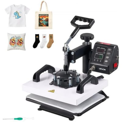 VEVOR Transferpers 30x23cm Sublimatiemachine 700W Textielpers, met Zwenkarm Snelle en Gelijkmatige Verwarming Tijd- en Temperatuurregeling T-shirts Stoffen Tassen Kussenslopen Sokken