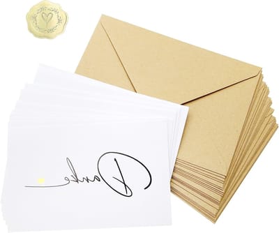20 Thank You Cards met Kraft Envelopes en Gouden Seal Stickers voor Docenten, Vrienden en Familie - Perfect voor Bedankjes en Geschenken (9cm x 14cm)