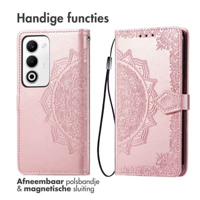 imoshion Hoesje - Geschikt voor Oppo A5 5G - Mandala Bookcase - Rosé Goud