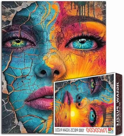 Abstracte vrouw gezicht legpuzzels 1000 stuks voor volwassenen, gezinnen (meisje, zonsondergang, zeegezicht, ogen, lippen) stukken passen perfect in elkaar 40 x 60 cm prestaties kaderbaar portret van