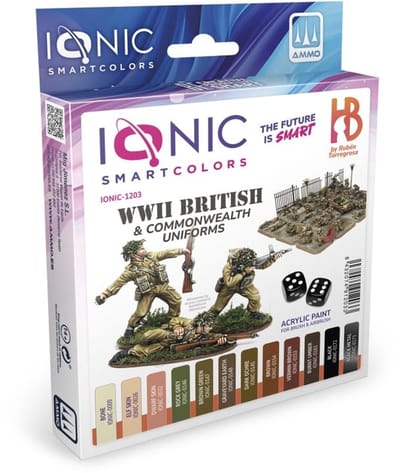 AMMO by Mig Jimenez Hobbyverf Acrylverf - MIG IO1203 Ionic Smart Colors - WWII Britse - Gemenebest Uniformen Kleurenset - Acryl Set 12x20ml Verf set