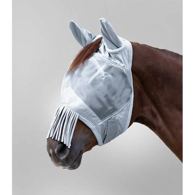 Waldhausen PREMIUM vliegenmasker met gehoorbescherming en neusrand Extra Full Zilver Grijs