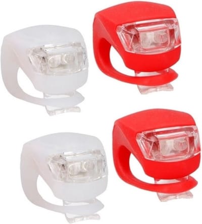 2x LED fietsverlichting set voor en achter - rood/wit - siliconen fietslampjes inclusief batterijen - voorlicht en achterlicht