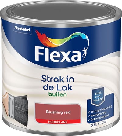 Flexa - Strak In De Lak Buitenlak Hoogglans - Blushing Red - Mengverf - 500 Ml