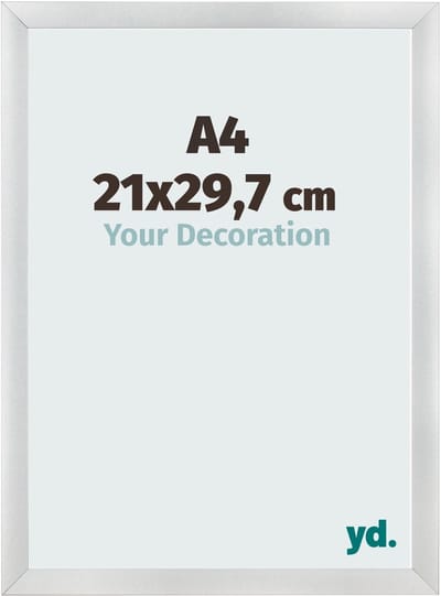 Your Decoration - Fotolijst A4 21x 29,7 cm - MDF - Zilver Mat - Pisa