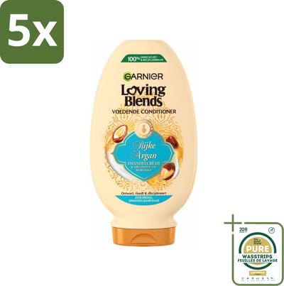 5 x Garnier Loving Blends Rijke Argan Conditioner 250 ml - Grootverpakking - Conditioner Voor Droog Haar - Arganolie Voor Haar - Amandelextract Voor Haar - Ontwarren Haar - Voeding Haar