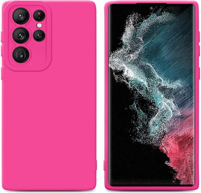Cadorabo Hoesje geschikt voor Samsung Galaxy S22 ULTRA in FLUID HOTPINK - Beschermhoes gemaakt van flexibel TPU silicone Cover Fluid Case