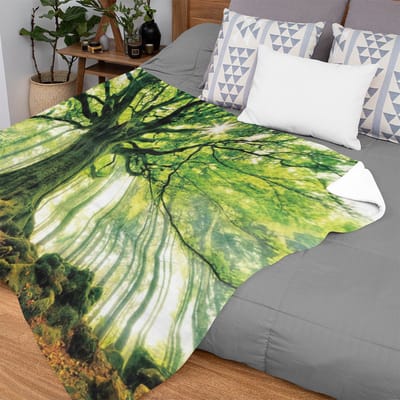 Ulticool Dekentje voor op de Bank - Groen Boom Natuur Zen Rust Planten Bos Eco - Fleece Deken 150 x 200 cm - Warmte Plaid Fluffy Zacht Versiering Decoratie Woonkamer - Idee Vrouw - voor Moeders