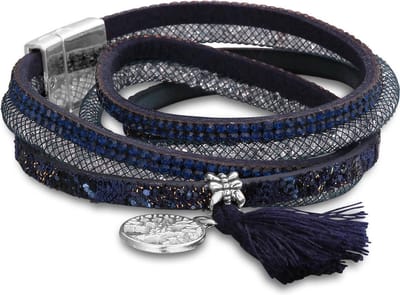 Montebello Armband Rani Blue - PU Leer - Bedels - 19cm