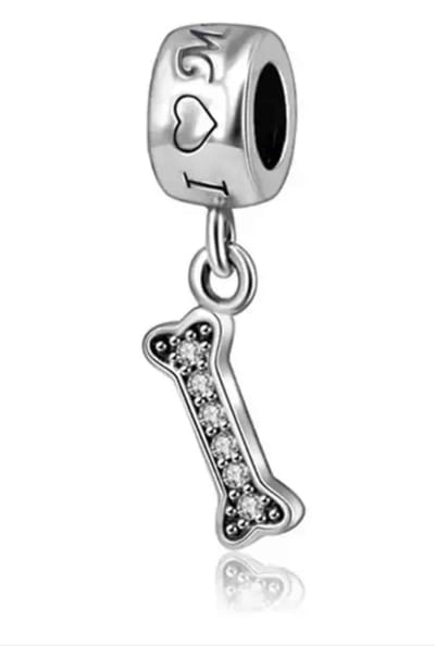 Fler® | 925 Sterling Zilver Bedel | Honden Bot | Kristal | Past op populaire bedel armbanden (standaard - 3mm) | armbandbedel | Bedels | Kerstcadeau | Sinterklaas kado | Valentijnsdag cadeau