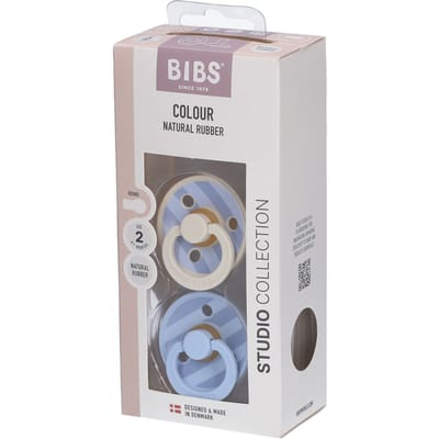 Bibs Studio Baby Blue/Dusty Blue 6-18 mnd 2 Stuks Fopspeen 12022103