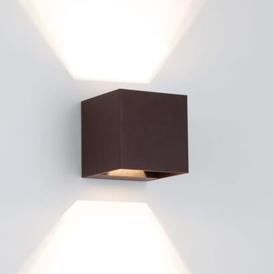 KS Verlichting Reach Up en Down Muurlamp Zwart/Bruin Kubus met LED