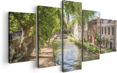 Artaza Canvas Schilderij Vijfluik Oudegracht In Utrecht  - 100x50 - Foto Op Canvas - Canvas Print