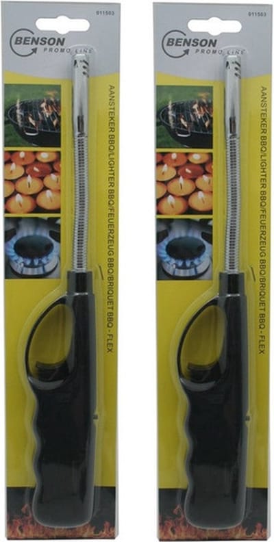 *** 2x Lange Aansteker BBQ - Navulbaar voor gas, bbq, keuken en kaarsen - Met stevige kwaliteit en kinderslot, nu in een set van 2 ***