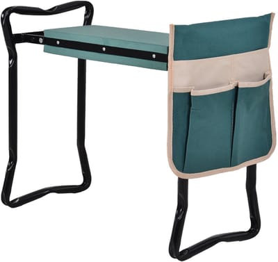 JAQZY Kniebank - Tuin Kniebank - Kniekussen - Opvouwbaar - Gereedschapsvakken - 58 x 28 x 49 cm - Draagkracht tot 150kg - Groen