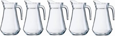Bellatio Decorations Schenkkan - 5x - Limonade - karaf - van glas - 1,6 liter - 24 x 14 cm - water - sapjes