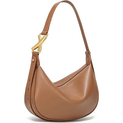 Rundleer Tas Crossbody Tas voor Vrouwen Nieuwe Echte Lederen Dames Tas Niche Veelzijdige Schoudertas Modieuze Commuter Dumpling Tas brown