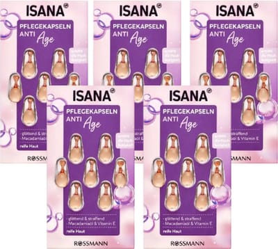 ISANA Anti-Age Concentraat Capsules - COMBI-verpakking 5x 7 stuks - Voor de rijpe huid - Gladmakend en Verstevigend - 35 stuks