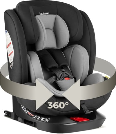 tectake® Draaibare Autostoel - Kinderstoel - i-Size / Isofix Autostoeltje - Zitverhoger - Kinderzitje auto - Autozitje - 5-punts-gordel - Vanaf geboorte tot 150cm/18kg