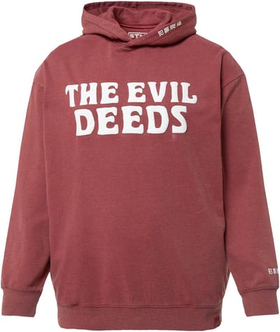 STHUGE - Heren - Hoodie lange mouwen oversized acid washed print op borst - Donkerrood - Maat 3XL