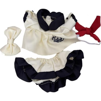 1 ensemble Bandeau Cheveux Maquillage 20cm Vêtements Poupée Coton Motif Baleine Uniforme Scolaire Robe Poupée Coton Mini Tenue Vêtements Poupée Peluche beige