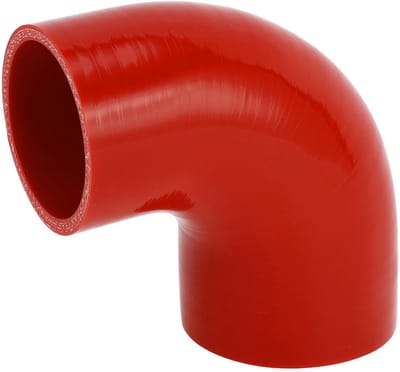 Dailygoods- Siliconen Slang Rood - Binnendiameter 63mm/70mm - Lengte 90mm - 90 Graden - Meerlaags Geweven - Temperatuurbestendig tot 300℃ - Koelslang