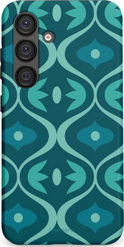 Casetastic hoesje geschikt voor Samsung Galaxy S25 - Dubbellaagse bescherming - Decoratief Blauwgroen - Fashion Case - Petrol