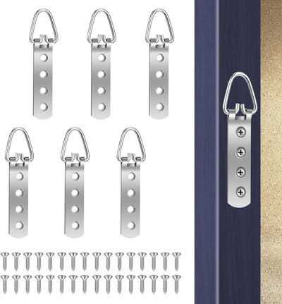 Zware Foto Hangers voor Kunstwerken, D Ring Hangers met 24 Schroeven en 4 Gaten, Robuuste Haak voor Zware Spiegels en Kleding, Set van 6 Stuks