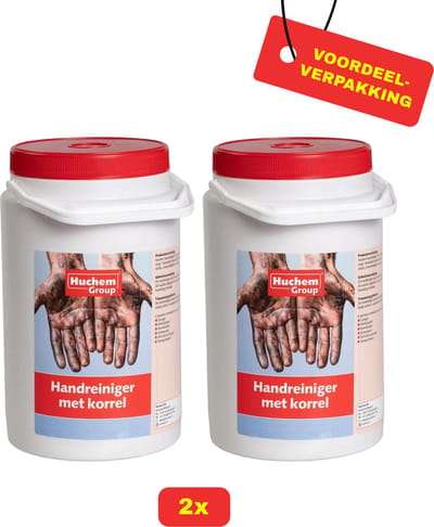 2 x Huchem Garagezeep met korrel 3kg - Industriële handzeep - Werkplaats - Garage - Voordeelverpakking