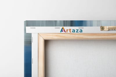 Artaza Canvas Schilderij Drieluik Abstracte Kunst - Blauw Witte Penseelstreken - 120x60 cm - Wanddecoratie Woonkamer - Schilderijen - Muurdecoratie