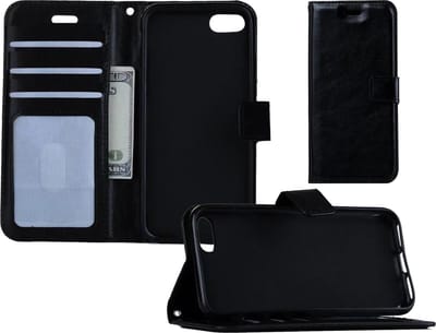 Hoesje - Geschikt voor Apple iPhone SE (2020) - Luxe Bookcase - Walletcase Hoes - Portemonnee - Cover - Telefoonhoes - Zwart