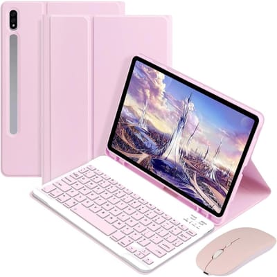 Tab S9-serie tablet beschermhoes met toetsenbord en muizen ABS-toetsen 80 dagen stand-by 60 uur roze