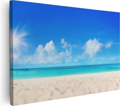 Artaza Canvas Schilderij Zeezicht - 30x20 cm - Klein - Wanddecoratie Strand - Muurdecoratie Woonkamer - Kamer Accessoires Blauwe Zee