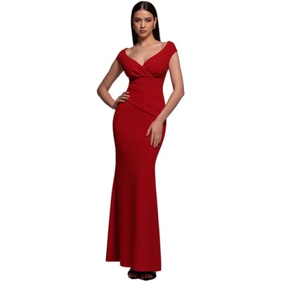 Damesjurk Goddiva Bardot Maxi