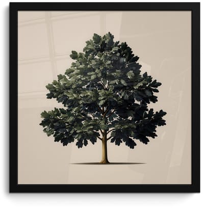 Poster in lijst - Fotolijst 40x40 cm - Posters - Eikenboom - Schaduw - Egaal - Posterlijst zwart - Decoratie - Wanddecoratie woonkamer - Muurdecoratie slaapkamer