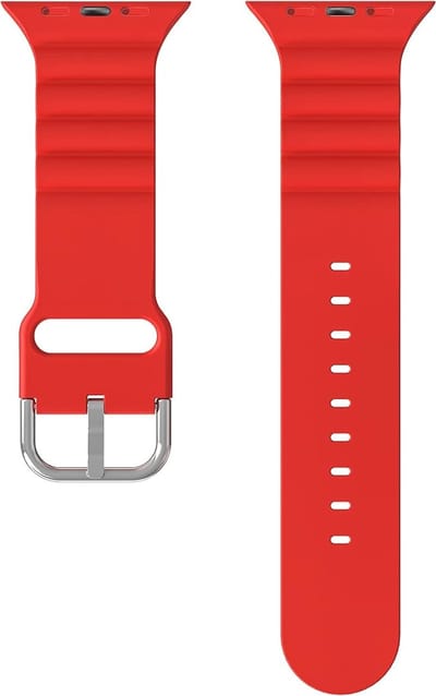 Sportief Horlogebandje voor "Heren" Apple Watch Series 1/2/3 in 42 mm & Series 4/5/6/SE in 44 mm & Series 7/8/9 in 45 mm & Serie 10 in 46mm & Ultra 1 en 2 in 49mm - Rood Rubber