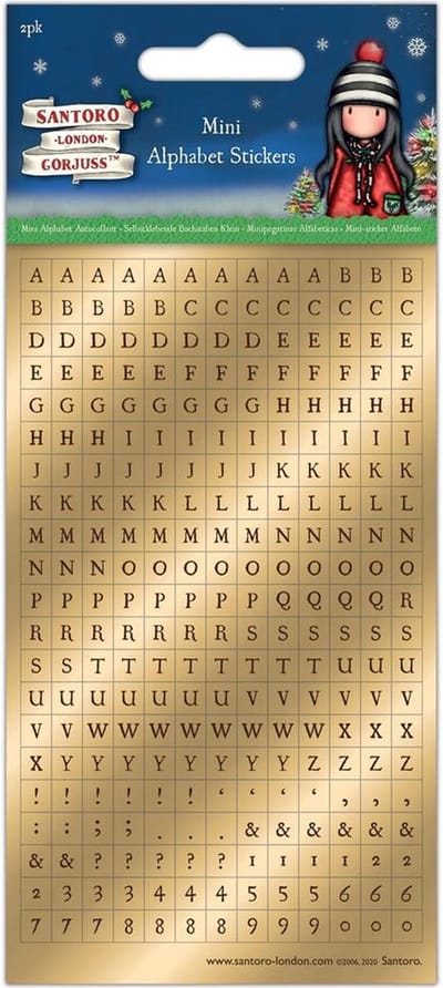 Mini Foil Alphabet Stickers (2pk) - Santoro - Christmas