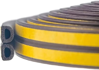 Zelfklevende tochtstrip voor deuren en ramen, type D, voorkomt koude tocht en geluidsoverlast, waterdicht en stofdicht (20 meter, bruin)